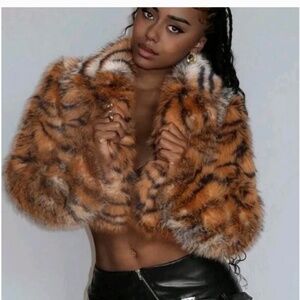 Tigerprint faux fur jacket